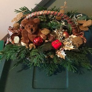 Christmas basket arrangement with bear